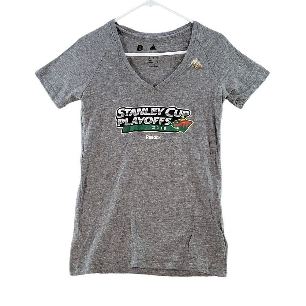 NHL Minnesota Wild Womens 2016 Stanley Cup V-neck T-shirt Sz M